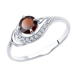 Inel din argint  cu pietre Cubic Zirconia Incolor, Granat