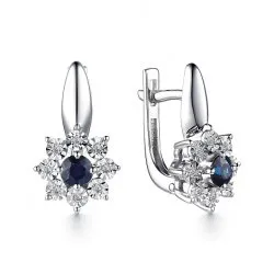 Cercei din aur alb cu Diamant, Safir
