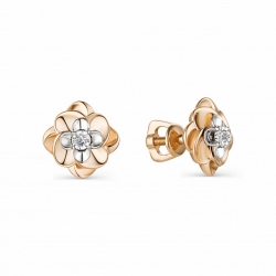 Cercei Pusete din aur roșu cu pietre Diamant