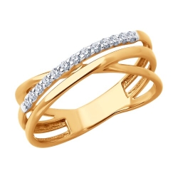 Inel din aur roșu cu pietre Cubic Zirconia Incolor