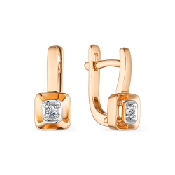 Cercei din aur roșu cu pietre Diamant