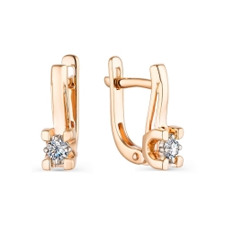 Серьги из красного золота с камнями Бриллиант