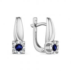 Cercei din aur alb cu pietre Diamant, Safir