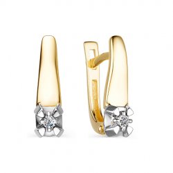 Серьги из желтого золота с камнями Бриллиант