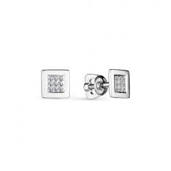 Cercei Pusete din aur alb cu pietre Diamant