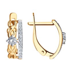 Cercei din aur roșu cu pietre Cubic Zirconia Incolor