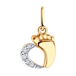 Pandantiv din aur roșu cu pietre Cubic Zirconia Incolor