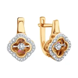Серьги из красного золота с камнями Бриллиант