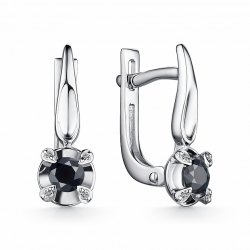 Серьги из белого золота с камнями Бриллиант, Сапфир
