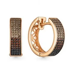 Cercei Creole din aur roșu cu Diamant negru, Diamant Cognac și Diamant Maro