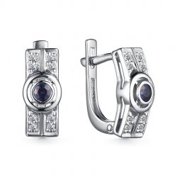 Cercei din aur alb cu pietre Diamant, Safir