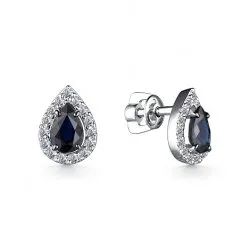 Cercei Pusete din aur alb cu Diamant, Safir