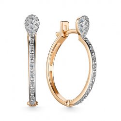 Cercei Creole din aur roșu cu pietre Diamant