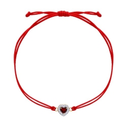 Brățară Love din aur roșu cu pietre Cubic Zirconia Incolor, Granat și Textil