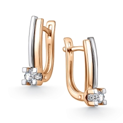 Cercei din aur roșu cu pietre Diamant