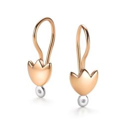 Детские серьги из красного золота с камнями Бриллиант