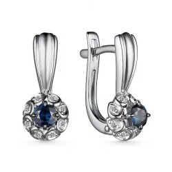 Cercei din aur alb cu Diamant, Safir