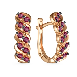 Cercei din aur roșu cu pietre Rubin