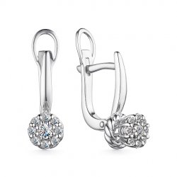 Cercei din aur alb cu pietre Diamant