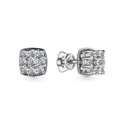 Cercei Pusete din aur alb cu pietre Diamant