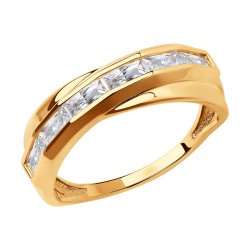 Inel din aur roșu cu pietre Cubic Zirconia Incolor