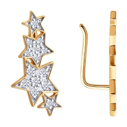 Серьги из красного золота с камнями Фианит