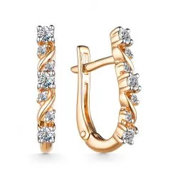 Серьги из красного золота с камнями Бриллиант