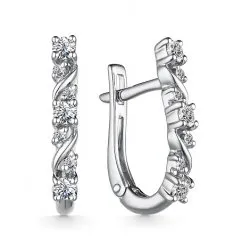 Серьги из белого золота с камнями Бриллиант