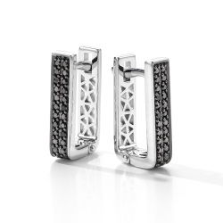 Серьги из белого золота с камнями Черный бриллиант