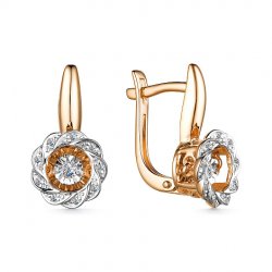 Серьги из красного золота с камнями Бриллиант