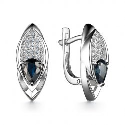 Cercei din aur alb cu pietre Diamant, Safir