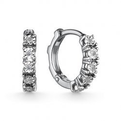 Cercei Creole din aur alb cu pietre Diamant