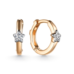 Серьги Конго из красного золота с камнями Бриллиант