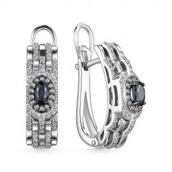 Cercei din aur alb cu pietre Diamant, Safir