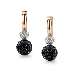 Cercei din aur roșu cu pietre Diamant, Safir