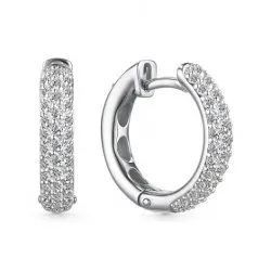Cercei Creole din aur alb cu Diamant