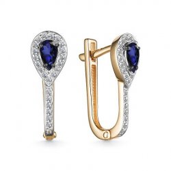 Cercei din aur roșu cu pietre Diamant, Safir