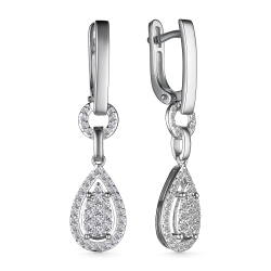 Cercei Suspendați din aur alb cu pietre Diamant