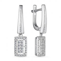 Cercei Suspendați din aur alb cu pietre Diamant