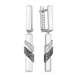 Cercei Suspendați din aur alb cu Diamant, Diamant negru