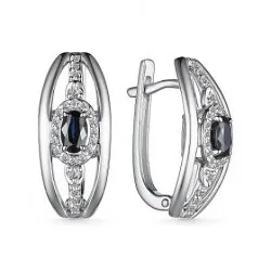Cercei din aur alb cu Diamant, Safir