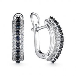 Cercei din aur alb cu pietre Diamant, Safir