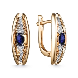 Cercei din aur roșu cu pietre Diamant, Safir