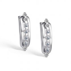 Cercei din aur alb cu pietre Diamant
