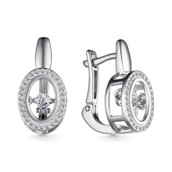 Cercei din aur alb cu pietre Diamant
