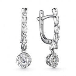 Cercei Suspendați din aur alb cu pietre Diamant