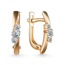 Серьги из красного золота с камнями Бриллиант