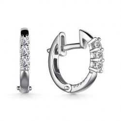 Cercei Creole din aur alb cu pietre Diamant
