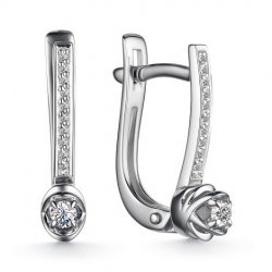 Cercei din aur alb cu pietre Diamant