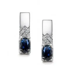 Cercei din aur alb cu Diamant, Safir
